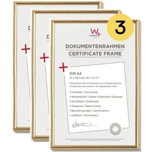 walther design Picture Frame Gold 21 x 29,7 cm (DIN A4) 3-Pack, Galeria Plastic Frame KG130H3 walther design Picture Frame Gold 21 x 29,7 cm (DIN A4) 3-Pack, Galeria Plastic Frame KG130H3