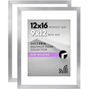 Americanflat 12x16 Picture Frame with Polished Plexiglass Set of 2 Use as 9x12 Frame with Mat or 12x16 Frame Without Mat Galleria Collection Gallery Wall Frame Set for Wall Display Silver Americanflat 12x16 Picture Frame with Polished Plexiglass Set of 2 Use as 9x12 Frame with Mat or 12x16 Frame Without Mat Galleria Collection Gallery Wall Frame Set for Wall Display Silver