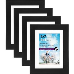 Americanflat 7x5 Photo Frames in Black Set of 4 Use as 6x4 Photo Frames with Mount or 7x5 Frame without Mount Horizontal and Vertical Formats for Wall and Tabletop Americanflat 7x5 Photo Frames in Black Set of 4 Use as 6x4 Photo Frames with Mount or 7x5 Frame without Mount Horizontal and Vertical Formats for Wall and Tabletop