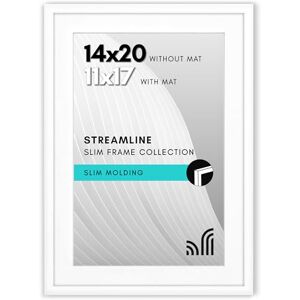 Americanflat 14x20 Picture Frame with Polished Plexiglass Use as 11x17 Frame with Mat or 14x20 Frame Without Mat Streamline Collection Thin Photo Frame for Wall Display White Americanflat 14x20 Picture Frame with Polished Plexiglass Use as 11x17 Frame with Mat or 14x20 Frame Without Mat Streamline Collection Thin Photo Frame for Wall Display White