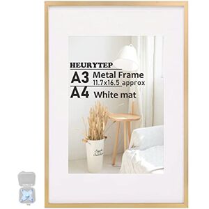 HEURYTEP A3 Picture Frame, 11.7 x 16.5 inch Metal Frame with A4 Mat, Aluminum Alloy A3 Picture Frame with High Definition Plexiglass, Horizontal or Vertical Wall Gallery Metal Poster Frames, Table Top Display or Wall Mounting, Twilight Gold 1pc HEURYTEP A3 Picture Frame, 11.7 x 16.5 inch Metal Frame with A4 Mat, Aluminum Alloy A3 Picture Frame with High Definition Plexiglass, Horizontal or Vertical Wall Gallery Metal Poster Frames, Table Top Display or Wall Mounting, Twilight Gold 1pc