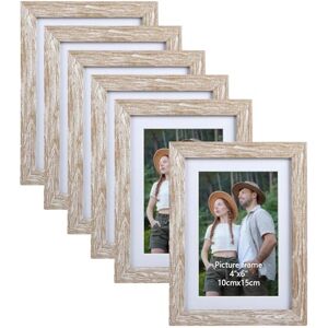 EYMPEU 6x4 Photo Frame with Mat Capable of Holding 7x5 or 6x4 Photos, Set of 6 Natural Photo Frames for Wall or Table Top Rustic Photo Frames EYMPEU 6x4 Photo Frame with Mat Capable of Holding 7x5 or 6x4 Photos, Set of 6 Natural Photo Frames for Wall or Table Top Rustic Photo Frames