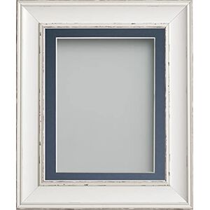 Frame Company Brooke Antique White Photo Frame, Blue Mount, 8x6 for 7x5 inch, fitted with perspex Frame Company Brooke Antique White Photo Frame, Blue Mount, 8x6 for 7x5 inch, fitted with perspex