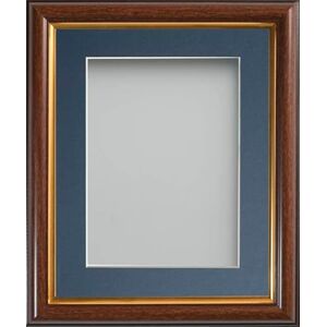 Frame Company Eldridge Mahogany Photo Frame with Blue Mount, 6x4 for 5x3 inch, fitted with perspex Frame Company Eldridge Mahogany Photo Frame with Blue Mount, 6x4 for 5x3 inch, fitted with perspex