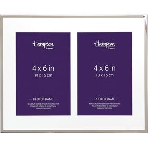 Hampton Frames Mayfair Double Photo Frame BSN13804 4x6in, Silver Plate, 5mm Edge, 25mm Bevel Mount Freestanding, Velvet Back Display for Pictures Hampton Frames Mayfair Double Photo Frame BSN13804 4x6in, Silver Plate, 5mm Edge, 25mm Bevel Mount Freestanding, Velvet Back Display for Pictures