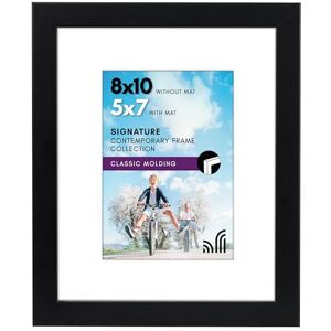 Americanflat 8x10 Photo Frame with Shatter-Resistant Glass Use as 5x7 Picture Frame with Mount or Display 8x10 Photo Without Mount for Tabletop and Wall Black Americanflat 8x10 Photo Frame with Shatter-Resistant Glass Use as 5x7 Picture Frame with Mount or Display 8x10 Photo Without Mount for Tabletop and Wall Black