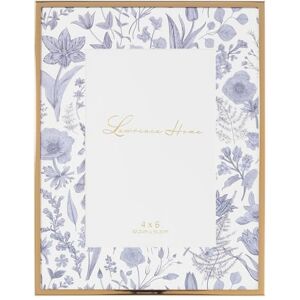 Lawrence Frames Gold Metal Picture Frame Blue Floral Mat 4x6 Lawrence Frames Gold Metal Picture Frame Blue Floral Mat 4x6