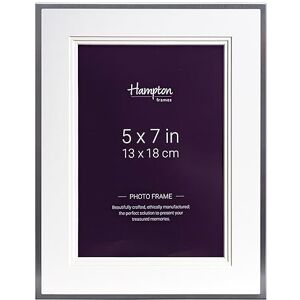 Hampton Frames Photo Frame 5x7 (13x18cm), Silver, Rectangular, Aluminium, Glass Front Freestanding or Wall Mount, Velvet Back, Portrait or Landscape Elegant Display for Photos Hampton Frames Photo Frame 5x7 (13x18cm), Silver, Rectangular, Aluminium, Glass Front Freestanding or Wall Mount, Velvet Back, Portrait or Landscape Elegant Display for Photos