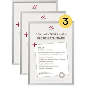 walther design AJ130S3 Chair Picture Frame, Silver, 21 x 29.7 cm DIN A4, Pack of 3, Aluminium Document Frame, Aluminium Frame walther design AJ130S3 Chair Picture Frame, Silver, 21 x 29.7 cm DIN A4, Pack of 3, Aluminium Document Frame, Aluminium Frame
