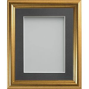 Frame Company Eldridge Gold Photo Frame with Grey Mount, 18x14 for 16x12 inch, fitted with perspex Frame Company Eldridge Gold Photo Frame with Grey Mount, 18x14 for 16x12 inch, fitted with perspex