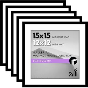 Americanflat 15x15 Picture Frame Set of 5 in Black Use as 12x12 Picture Frame with Mat or 15x15 Frame Without Mat Picture Frames Collage Wall Decor with Plexiglass Cover Gallery Wall Frame Set Americanflat 15x15 Picture Frame Set of 5 in Black Use as 12x12 Picture Frame with Mat or 15x15 Frame Without Mat Picture Frames Collage Wall Decor with Plexiglass Cover Gallery Wall Frame Set