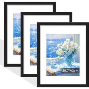 KOOSREEL A3 Picture Frame, Black Famlily Photo Frame with High-Definition Perspex Front, Wall Hanging Picture, Portrait and Landscape Orientation, 29.7x42cm KOOSREEL A3 Picture Frame, Black Famlily Photo Frame with High-Definition Perspex Front, Wall Hanging Picture, Portrait and Landscape Orientation, 29.7x42cm