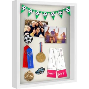 Americanflat 3D Deep Frame with Transparent Glass 40 x 50 cm White Deep Frame for Objects with Linen Back Composite Wood Container Frame for Wall and Table Americanflat 3D Deep Frame with Transparent Glass 40 x 50 cm White Deep Frame for Objects with Linen Back Composite Wood Container Frame for Wall and Table