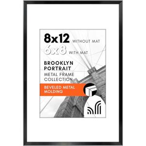Americanflat Aluminum 8x12 Picture Frame with Shatter-Resistant Glass Use as 6x8 Frame with Mat or Display 8x12 Photo Without Mat Brooklyn Collection Picture Frames for Tabletop or Wall Black Americanflat Aluminum 8x12 Picture Frame with Shatter-Resistant Glass Use as 6x8 Frame with Mat or Display 8x12 Photo Without Mat Brooklyn Collection Picture Frames for Tabletop or Wall Black