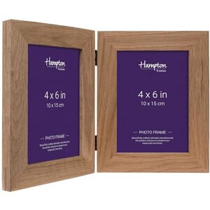 Hampton Frames New England Solid Oak Wood Photo Frame, Hinged Double 4x6 (10x15cm), Natural Freestanding, Seamless Bridle Joint, Glass Aperture Sustainable Display for Photos Hampton Frames New England Solid Oak Wood Photo Frame, Hinged Double 4x6 (10x15cm), Natural Freestanding, Seamless Bridle Joint, Glass Aperture Sustainable Display for Photos