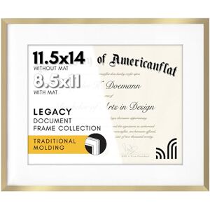 Americanflat Diploma Frame with Shatterproof Glass, 8.5 x 11 Inch with Mount or 4.5 x 5.5 without Mat, Thin Frame for Wall Decor, Legacy Collection, Gold Americanflat Diploma Frame with Shatterproof Glass, 8.5 x 11 Inch with Mount or 4.5 x 5.5 without Mat, Thin Frame for Wall Decor, Legacy Collection, Gold