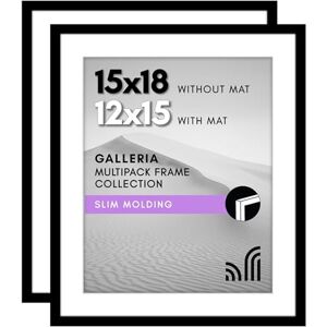 Americanflat 15x18 Picture Frame with Polished Plexiglass Set of 2 Use as 12x15 Frame with Mat or 15x18 Frame Without Mat Galleria Collection Gallery Wall Frame Set for Wall Display Black Americanflat 15x18 Picture Frame with Polished Plexiglass Set of 2 Use as 12x15 Frame with Mat or 15x18 Frame Without Mat Galleria Collection Gallery Wall Frame Set for Wall Display Black
