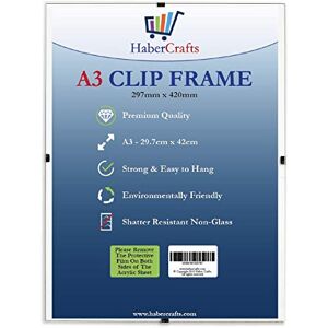 Habercrafts A3 Clip Frames Picture Photo Frame Wall Hanging Strong Glass Free Frameless Clear Frame for Posters Certificates Photographs Comics Lightweight 297mm x 420mm (A3 Clip Frame 1 Frame) Habercrafts A3 Clip Frames Picture Photo Frame Wall Hanging Strong Glass Free Frameless Clear Frame for Posters Certificates Photographs Comics Lightweight 297mm x 420mm (A3 Clip Frame 1 Frame)
