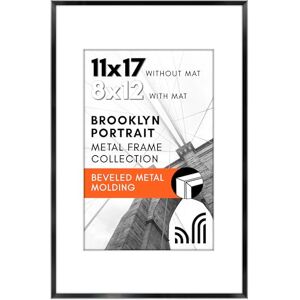 Americanflat Aluminum 11x17 Picture Frame with Shatter-Resistant Glass Use as 8x12 Frame with Mat or 11x17 Frame Without Mat Brooklyn Collection Photo Frame for Wall Display Black Americanflat Aluminum 11x17 Picture Frame with Shatter-Resistant Glass Use as 8x12 Frame with Mat or 11x17 Frame Without Mat Brooklyn Collection Photo Frame for Wall Display Black
