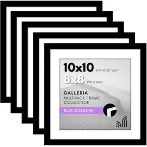 Americanflat 10x10 Picture Frame Set of 5 in Black Use as 8x8 Picture Frame with Mat or 10x10 Frame Without Mat Picture Frames Collage Wall Decor with Plexiglass and Easel for Wall or Tabletop Americanflat 10x10 Picture Frame Set of 5 in Black Use as 8x8 Picture Frame with Mat or 10x10 Frame Without Mat Picture Frames Collage Wall Decor with Plexiglass and Easel for Wall or Tabletop