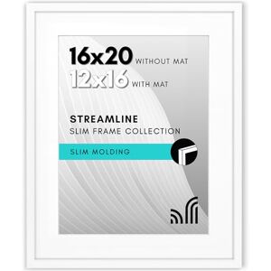 Americanflat 16x20 Picture Frame with Polished Plexiglass Use as 12x16 Frame with Mat or 16x20 Frame Without Mat Streamline Collection Thin Picture Frame for Wall Display White Americanflat 16x20 Picture Frame with Polished Plexiglass Use as 12x16 Frame with Mat or 16x20 Frame Without Mat Streamline Collection Thin Picture Frame for Wall Display White