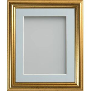 Frame Company Eldridge Gold Photo Frame with Light Blue Mount, 18x14 for 16x12 inch, fitted with perspex Frame Company Eldridge Gold Photo Frame with Light Blue Mount, 18x14 for 16x12 inch, fitted with perspex