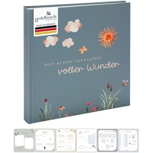 Goldbuch 15 512 Baby Album Full of Wonder Meadow with Flower Motif, Linen Texture Photo Album with 58 White Blank Pages, Glassine & 4 Illustrated Pages, Album, Paper, Approx. 30 x 31 x 4 cm, Sage Goldbuch 15 512 Baby Album Full of Wonder Meadow with Flower Motif, Linen Texture Photo Album with 58 White Blank Pages, Glassine & 4 Illustrated Pages, Album, Paper, Approx. 30 x 31 x 4 cm, Sage