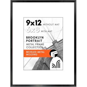 Americanflat Aluminum 9x12 Picture Frame with Shatter-Resistant Glass Use as 6x8 Frame with Mat or 9x12 Frame Without Mat Brooklyn Collection Photo Frame for Tabletop and Wall Display Black Americanflat Aluminum 9x12 Picture Frame with Shatter-Resistant Glass Use as 6x8 Frame with Mat or 9x12 Frame Without Mat Brooklyn Collection Photo Frame for Tabletop and Wall Display Black