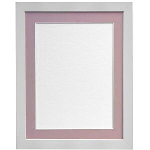 FRAMES BY POST 25mm wide H7 White Picture Photo Frame with Pink Mount A3 for Pic Size A4