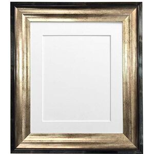FRAMES BY POST Firenza Antique Distressed Black and Gold Picture Photo Frame Plastic Glass with White Mount 40x40 cm Picture Size 12"x12 FRAMES BY POST Firenza Antique Distressed Black and Gold Picture Photo Frame Plastic Glass with White Mount 40x40 cm Picture Size 12"x12
