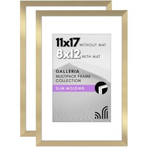 Americanflat 11x17 Picture Frame Set of 2 in Gold Use as 8x12 Picture Frame with Mat or 11x17 Frame Without Mat Collage Picture Frames with Plexiglass Cover for Horizontal or Vertical Display Americanflat 11x17 Picture Frame Set of 2 in Gold Use as 8x12 Picture Frame with Mat or 11x17 Frame Without Mat Collage Picture Frames with Plexiglass Cover for Horizontal or Vertical Display