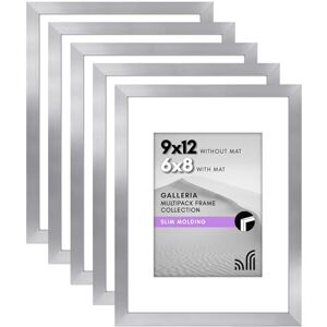 Americanflat 9x12 Picture Frame With Polished Plexiglass Set of 5 Use as 6x8 With Mat or 9x12 Without Mat Galleria Collection Gallery Wall Set for Wall Display Silver Americanflat 9x12 Picture Frame With Polished Plexiglass Set of 5 Use as 6x8 With Mat or 9x12 Without Mat Galleria Collection Gallery Wall Set for Wall Display Silver