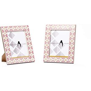 Penguin Home Set of 2 Photo Picture Frames-Wood-8" x 6"-Handcrafted Design- Portrait and Landscape Orientation-Freestanding and Wall Mount Compatible, White & Pink, (20 x 15 cm) Penguin Home Set of 2 Photo Picture Frames-Wood-8" x 6"-Handcrafted Design- Portrait and Landscape Orientation-Freestanding and Wall Mount Compatible, White & Pink, (20 x 15 cm)