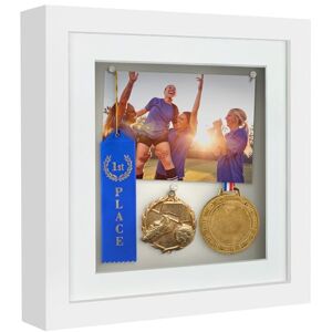 Americanflat Wooden Frame with Depth 25 x 25 cm White with Linen Background – Wood and Glass Frame for Wall Hanging or Table Americanflat Wooden Frame with Depth 25 x 25 cm White with Linen Background – Wood and Glass Frame for Wall Hanging or Table