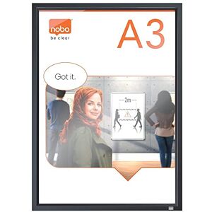 Nobo A3 Poster Frame With Black Clip Frame, Wall Mountable Sign Holder, Through Corner Fixing, Mitred Corners, Impression Pro, Black, 1915581 Nobo A3 Poster Frame With Black Clip Frame, Wall Mountable Sign Holder, Through Corner Fixing, Mitred Corners, Impression Pro, Black, 1915581