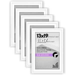 Americanflat 13x19 Picture Frame With Polished Plexiglass Set of 5 Use as 11x17 With Mat or 13x19 Without Mat Galleria Collection Gallery Wall Set for Wall Display White Americanflat 13x19 Picture Frame With Polished Plexiglass Set of 5 Use as 11x17 With Mat or 13x19 Without Mat Galleria Collection Gallery Wall Set for Wall Display White