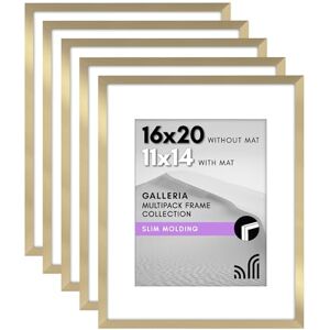 Americanflat 16x20 Picture Frame with Polished Plexiglass Set of 5 Use as 11x14 Frame with Mat or 16x20 Frame Without Mat Galleria Collection Gallery Wall Frame Set for Wall Display Gold Americanflat 16x20 Picture Frame with Polished Plexiglass Set of 5 Use as 11x14 Frame with Mat or 16x20 Frame Without Mat Galleria Collection Gallery Wall Frame Set for Wall Display Gold