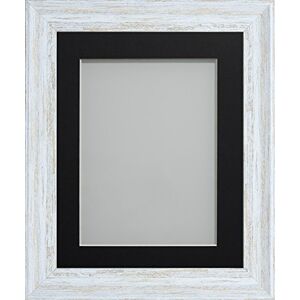 Frame Company Lynton Rustic White Photo Frame with Black Mount, 16x12 for 13x9 inch, fitted with perspex Frame Company Lynton Rustic White Photo Frame with Black Mount, 16x12 for 13x9 inch, fitted with perspex