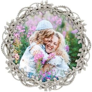 GIFTY GIFTY Circular Beaded Vine Photo Frame / 4x4 In For Tabletop Display Perfect for Home Decor, Wedding, Graduation, Or Milestone Photos (Silver) GIFTY GIFTY Circular Beaded Vine Photo Frame / 4x4 In For Tabletop Display Perfect for Home Decor, Wedding, Graduation, Or Milestone Photos (Silver)