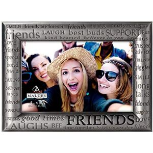 Malden International Designs Modern Pewter Metal Diecast Friends Expressions Picture Frame, 4x6, Silver Malden International Designs Modern Pewter Metal Diecast Friends Expressions Picture Frame, 4x6, Silver