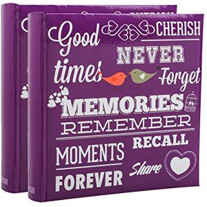 ARPAN 2 x Travel/Holiday Destinations/Memory Photo/Picture Album with Memo Writing Area and Decorative Vintage/Text Design on Front to Fit 200 6 X 4'' / 15 x 10 cm Photos (Purple Memories Slogan) ARPAN 2 x Travel/Holiday Destinations/Memory Photo/Picture Album with Memo Writing Area and Decorative Vintage/Text Design on Front to Fit 200 6 X 4'' / 15 x 10 cm Photos (Purple Memories Slogan)