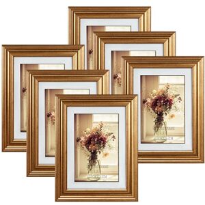 RLAVBL 6x4 Picture Frames Set of 6, Gold Photo Frames for Wall or Tabletop Display 4x6 Pictures with Mat or 5x7 Without Mat RLAVBL 6x4 Picture Frames Set of 6, Gold Photo Frames for Wall or Tabletop Display 4x6 Pictures with Mat or 5x7 Without Mat