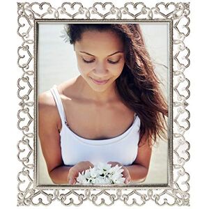 Malden International Designs Enchanted Hearts Pierced Silver with Jewels Picture Frame, 8x10, Silver Malden International Designs Enchanted Hearts Pierced Silver with Jewels Picture Frame, 8x10, Silver