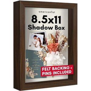 Americanflat A4 Shadow Box Frame in Walnut with Soft Linen Back Large Shadow Box with Engineered Wood and Shatter Resistant Glass for Wall and Tabletop Americanflat A4 Shadow Box Frame in Walnut with Soft Linen Back Large Shadow Box with Engineered Wood and Shatter Resistant Glass for Wall and Tabletop