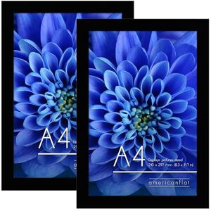 Americanflat A4 Picture Frames in Black Set of 2 Engineered Wood with Shatter Resistant Glass Horizontal and Vertical Formats for Wall and Tabletop 21x29.7 cm Americanflat A4 Picture Frames in Black Set of 2 Engineered Wood with Shatter Resistant Glass Horizontal and Vertical Formats for Wall and Tabletop 21x29.7 cm