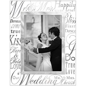 Malden International Designs Mirrored Glass With Silver Metal Inner Border Mr. and Mrs. Picture Frame, 4x6, Silver Malden International Designs Mirrored Glass With Silver Metal Inner Border Mr. and Mrs. Picture Frame, 4x6, Silver