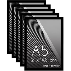 Americanflat A5 Photo Frames in Black Thin Border Picture Frame with Shatter-Resistant Glass, Hanging Hardware, and Built-in Easel for Horizontal or Vertical Display Set of 5 Americanflat A5 Photo Frames in Black Thin Border Picture Frame with Shatter-Resistant Glass, Hanging Hardware, and Built-in Easel for Horizontal or Vertical Display Set of 5