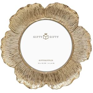 GIFTY GIFTY Circular Gold Floral Photo Frame / 4x4 In For Tabletop Display Perfect for Home Decor, Wedding, Graduation, Or Milestone Photos GIFTY GIFTY Circular Gold Floral Photo Frame / 4x4 In For Tabletop Display Perfect for Home Decor, Wedding, Graduation, Or Milestone Photos