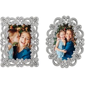 GIFTY GIFTY Vintage Silver Mini Frame Set/Set of 2 / 2x3 In For Tabletop Display Perfect for Home Decor, Xmas, Wedding, Graduation, Or Milestone Photos W/Gift Box GIFTY GIFTY Vintage Silver Mini Frame Set/Set of 2 / 2x3 In For Tabletop Display Perfect for Home Decor, Xmas, Wedding, Graduation, Or Milestone Photos W/Gift Box