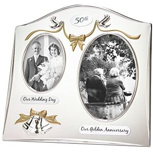 Haysom Interiors Traditional Two Tone Silver Plated 50th Golden Anniversary Double Picture Frame Haysom Interiors Traditional Two Tone Silver Plated 50th Golden Anniversary Double Picture Frame